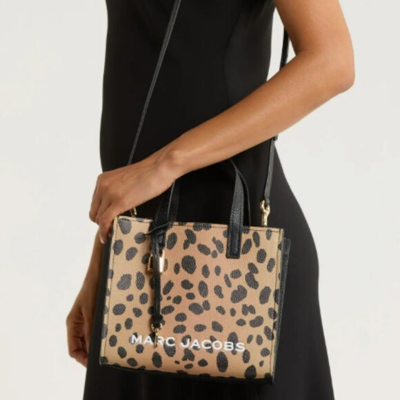 Marc Jacobs LEATHER Leopard Cheetah Small Tote Crossbody Bag Purse - Picture 5 of 5